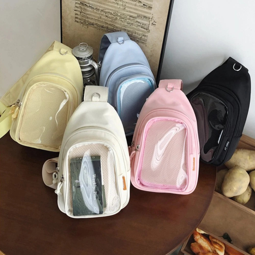 Ita Bag Aesthetic K-Pop – Mochila Transparente para Pins, Photocards y Plushies ✨