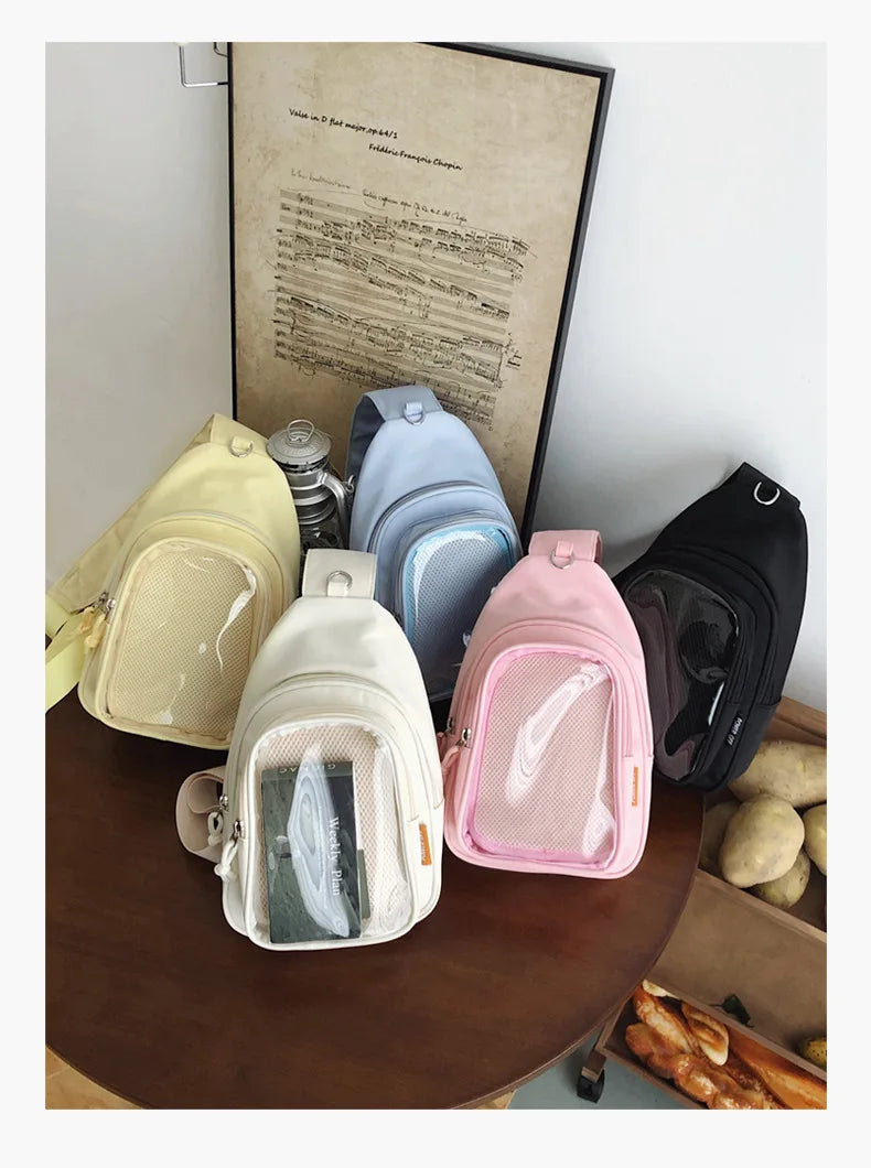 Ita Bag Aesthetic K-Pop – Mochila Transparente para Pins, Photocards y Plushies ✨